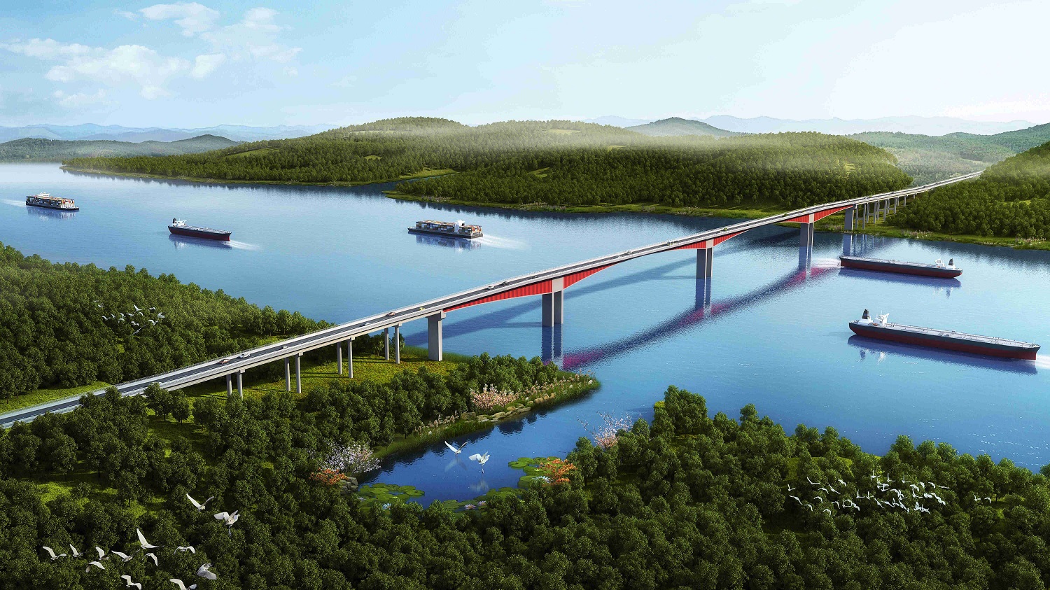 华体会官网二公司承建的“世界最大跨径波形钢腹板组合连续刚构桥”飞龙大桥效果图.jpg